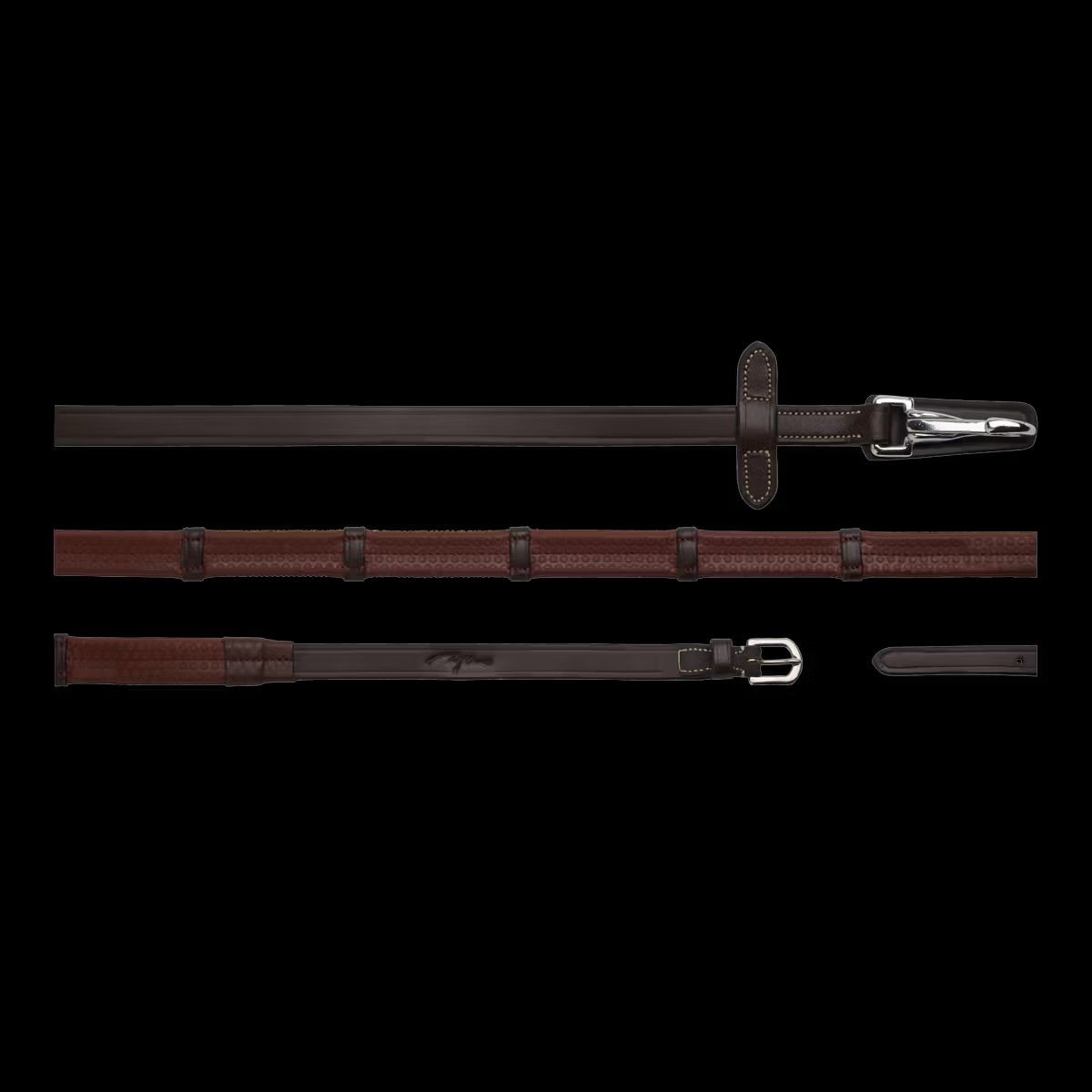 5/8 Rubber Reins with Leather Loops and Snap