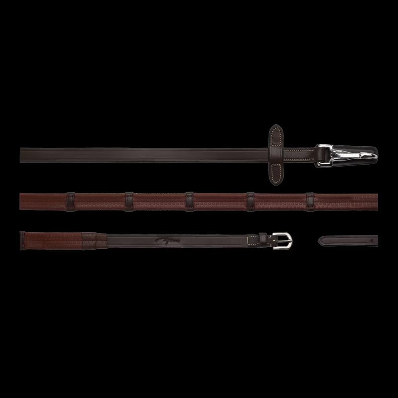 5/8 Rubber Reins with Leather Loops and Snap