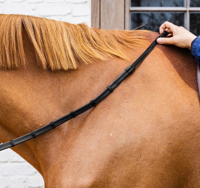 5/8 Rubber Reins with Leather Loops and Snap