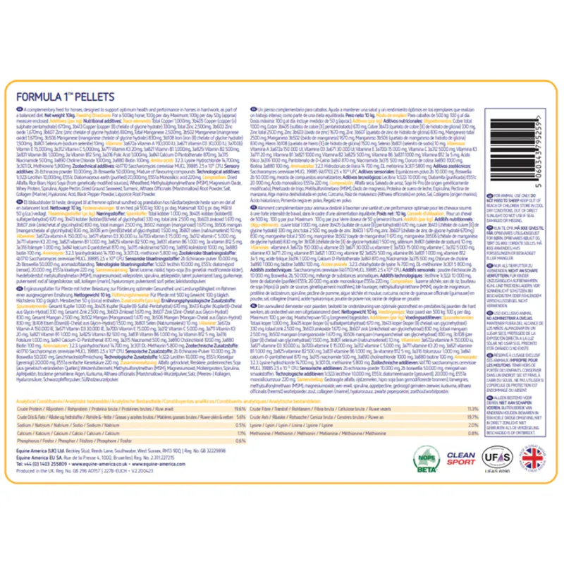 Equine America Formula 1 pellets - 10kg