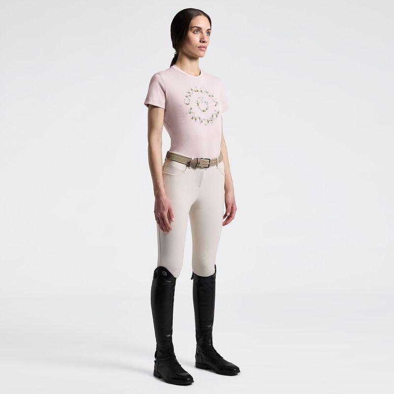 Women's T-Shirt with Floral Embroidery | Cavalleria Toscana - Violet Ice