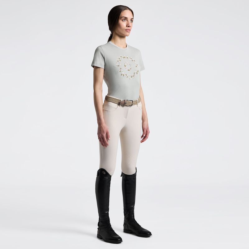Women's T-Shirt with Floral Embroidery | Cavalleria Toscana - Belgian Block