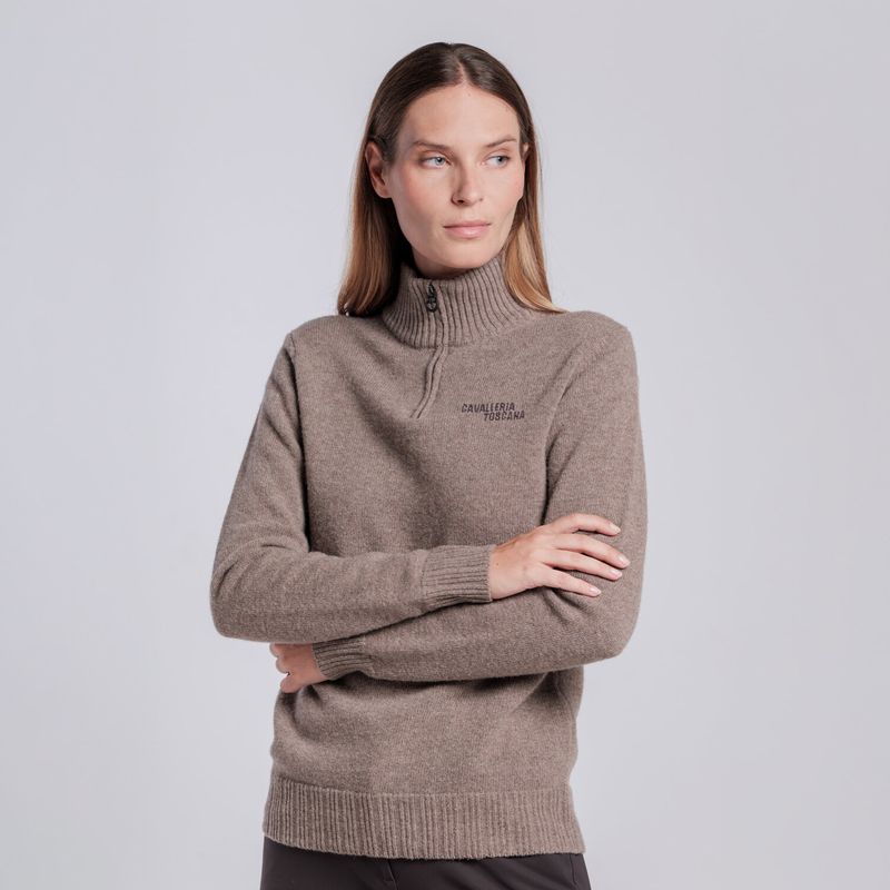 Cavalleria Toscana Women’s pure wool high-neck sweater with half zip