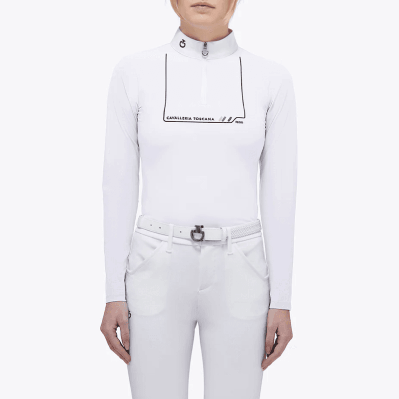 CAVALLERIA TOSCANA Dash L/S Jersey Zip Competition Polo  White