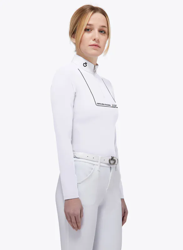 CAVALLERIA TOSCANA Dash L/S Jersey Zip Competition Polo  White